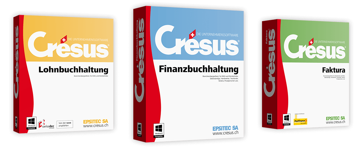 Crésus Lohn, Crésus Finanzbuchhaltung, Crésus Faktura